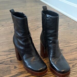 Marc Fisher Black Leather Heeled Boots